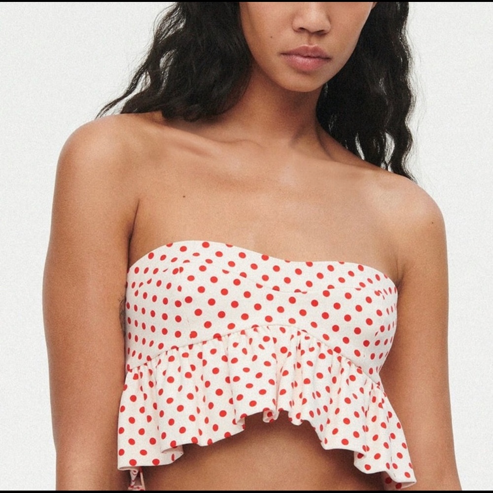 *NWT* Zara Polka Dot Peplum Bustier and Shorts Set
